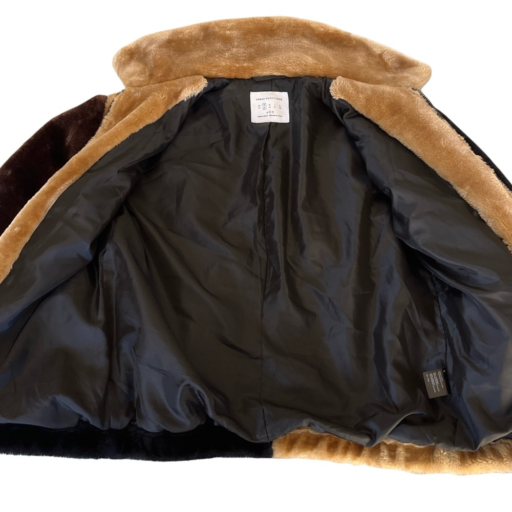 Urban Outfitters Streetwear Colorblock Men's/Unisex Money Faux Fur Jacket Sz S - Picture 3 of 7
